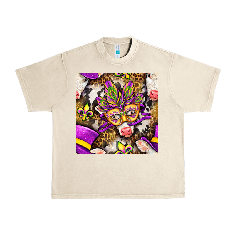 Mardi Gras Cow With Carnival Mask Seamless Pattern Urban Heavy Tee by BundleAndBundleShop | Teevron