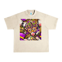 Sandshell Mardi Gras cow with carnival mask seamless pattern Urban Heavy Tee - BundleAndBundleShop