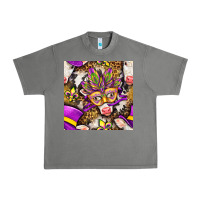 Tornado Mardi Gras cow with carnival mask seamless pattern Urban Heavy Tee - BundleAndBundleShop