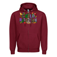 Burgundy child nutrition mardi gras cowgirl Zipper Hoodie - CowGirlArtShop