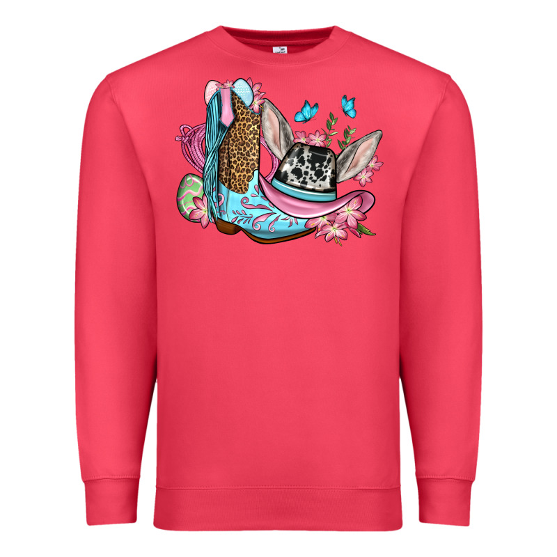Easter Cowboy Boots Hat Premium Sweatshirt by OliviaCreatesArt | Teevron