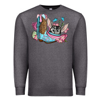 Charcoal Heather Easter cowboy boots hat Premium Sweatshirt - OliviaCreatesArt