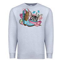 Heather Grey Easter cowboy boots hat Premium Sweatshirt - OliviaCreatesArt