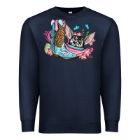 Navy Easter cowboy boots hat Premium Sweatshirt - OliviaCreatesArt