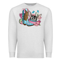 Oatmeal Heather Easter cowboy boots hat Premium Sweatshirt - OliviaCreatesArt