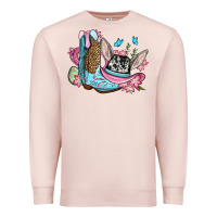 Pale Pink Easter cowboy boots hat Premium Sweatshirt - OliviaCreatesArt