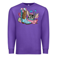 Purple Easter cowboy boots hat Premium Sweatshirt - OliviaCreatesArt