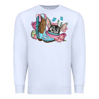 White Easter cowboy boots hat Premium Sweatshirt - OliviaCreatesArt