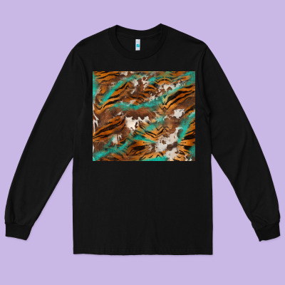 Tiger Cowhide Tumbler Long Sleeve Tee Designed By Barkaloodesign