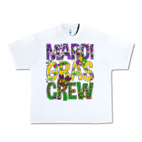 White Mardi Gras crew Urban Heavy Tee - BundleAndBundleShop