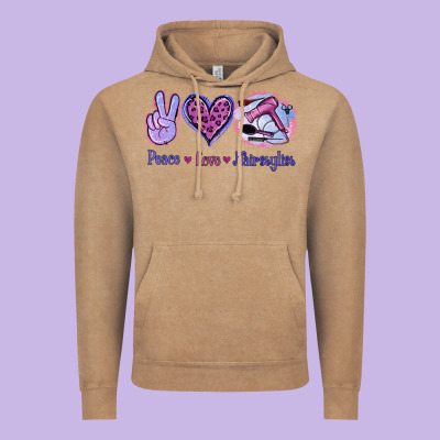 Peace Love Hairstylist Vintage Hoodie Designed By Jasminsmagicworld