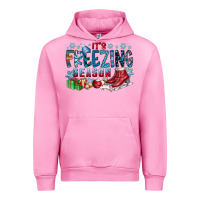 Fuchsia Pink It's Freezing Season Urban Hoodie - CowhideDigitalArt