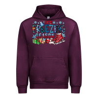 Mauve Wine It's Freezing Season Urban Hoodie - CowhideDigitalArt