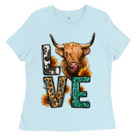 Baby Blue love long haired cow Ladies Tee - Jasminsmagicworld