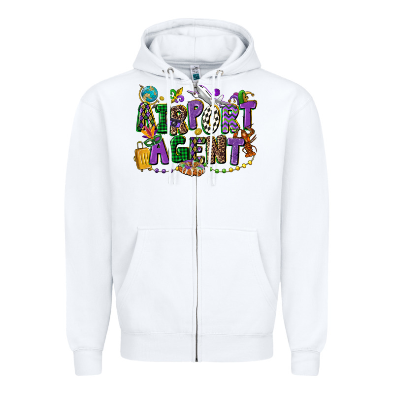 Airport Agent Mardi Gras Zipper Hoodie by CowGirlArtShop | Teevron