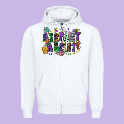Airport Agent Mardi Gras Zipper Hoodie Designed By Cowgirlartshop