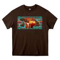 Texas And Map With Longhorn Serape Gemstone Licanse Plate Heavy Core Tee | Teevron