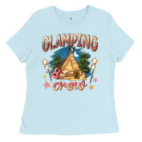 Baby Blue glamping crew Ladies Tee - NancyCooperArtShop
