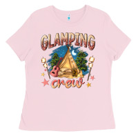 Bubblegum Pink glamping crew Ladies Tee - NancyCooperArtShop