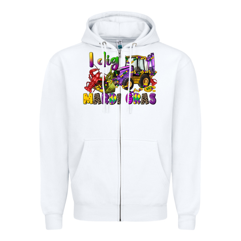 I Dig Mardi Gras Zipper Hoodie by CowGirlArtShop | Teevron
