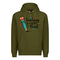 Army Green teaching i̇s a work of heart Premium Hoodie - JahusDesignShop