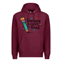 Burgundy teaching i̇s a work of heart Premium Hoodie - JahusDesignShop