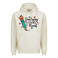 Oatmeal Heather teaching i̇s a work of heart Premium Hoodie - JahusDesignShop