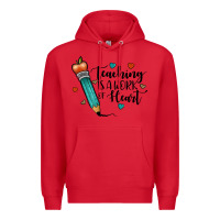 Red teaching i̇s a work of heart Premium Hoodie - JahusDesignShop