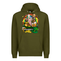 Army Green St. Patrick's Day farm animals on truck Premium Hoodie - HowdyJamesFarm