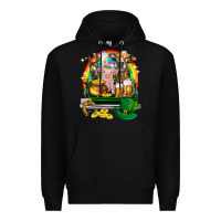 Black St. Patrick's Day farm animals on truck Premium Hoodie - HowdyJamesFarm