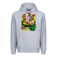Heather Grey St. Patrick's Day farm animals on truck Premium Hoodie - HowdyJamesFarm