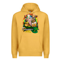 Mustard St. Patrick's Day farm animals on truck Premium Hoodie - HowdyJamesFarm