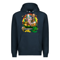 Navy St. Patrick's Day farm animals on truck Premium Hoodie - HowdyJamesFarm