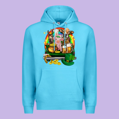 St. Patrick's Day Farm Animals On Truck Premium Hoodie Designed By Howdyjamesfarm