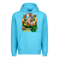 Ocean Blue St. Patrick's Day farm animals on truck Premium Hoodie - HowdyJamesFarm