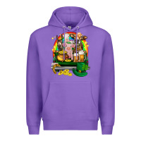 Purple St. Patrick's Day farm animals on truck Premium Hoodie - HowdyJamesFarm