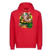 Red St. Patrick's Day farm animals on truck Premium Hoodie - HowdyJamesFarm