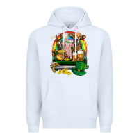 White St. Patrick's Day farm animals on truck Premium Hoodie - HowdyJamesFarm