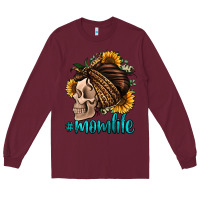 Burgundy momlife skull with bandana Long Sleeve Tee - Jasminsmagicworld