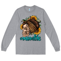 Heather Grey momlife skull with bandana Long Sleeve Tee - Jasminsmagicworld