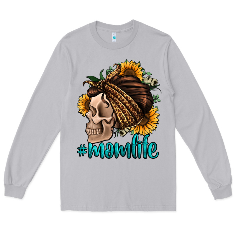 Momlife Skull With Bandana Long Sleeve Tee by Jasminsmagicworld | Teevron