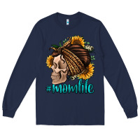 Navy momlife skull with bandana Long Sleeve Tee - Jasminsmagicworld