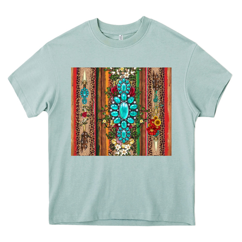 Gemstone Flowers Arrow With Leopards And Serape Heavy Core Tee by Artiststas | Teevron