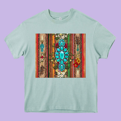 Gemstone Flowers Arrow With Leopards And Serape Heavy Core Tee Designed By Artiststas