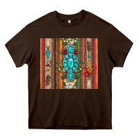 Chocolate Brown gemstone flowers arrow with leopards and serape Heavy Core Tee - Artiststas