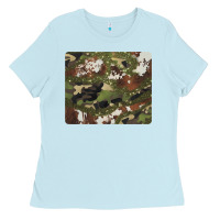 Baby Blue black and brown cowhide camouflage Ladies Tee - BarkalooDesign