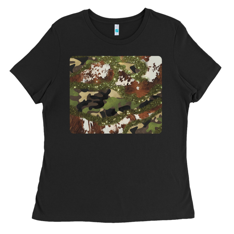 Black And Brown Cowhide Camouflage Ladies Tee by BarkalooDesign | Teevron