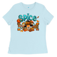 Baby Blue thanksgiving spice mom pilgrim cow Ladies Tee - Jasminsmagicworld