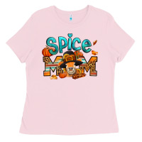 Bubblegum Pink thanksgiving spice mom pilgrim cow Ladies Tee - Jasminsmagicworld