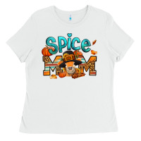 White thanksgiving spice mom pilgrim cow Ladies Tee - Jasminsmagicworld